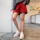 Fray-hem A-line Cotton Shorts