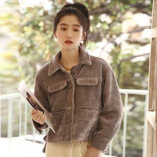 Plain Button Jacket Dark Gray - One Size