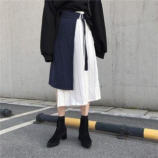 Paneled Striped Midi A-line Skirt As Shown In Figure - One Size