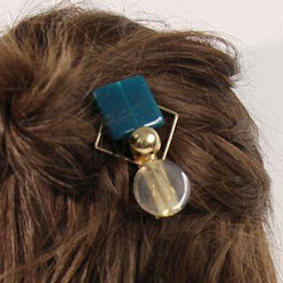 Acetate Square Alloy Disc Hair Clip