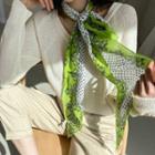 Pattern Silk Long Scarf Green - One Size