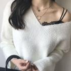 Double Spaghetti-strap Lace-trim Camisole Top