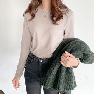 Round Neck Brushed-fleece T-shirt