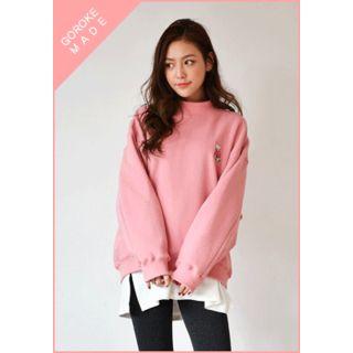 High-neck Dog Embroidered Sweatshirt