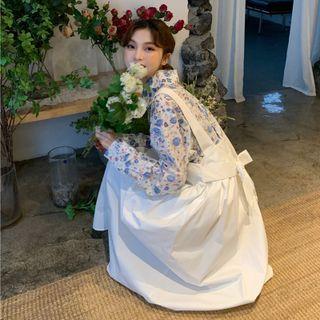 Floral Blouse / Midi Overall Dress / Set