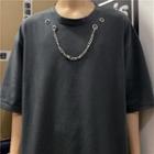 Chain Accent Elbow-sleeve T-shirt