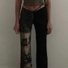 Two-tone Cut-out Skinny Pants
