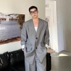V-neck Padded-shoulder Blazer