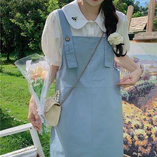 Embroidered Blouse / Mini Overall Dress