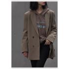 Double-breasted Blazer Greenish Khaki - One Size