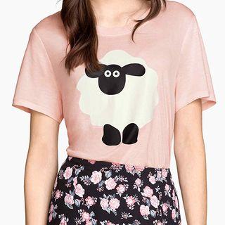 Sheep Print Short-sleeve T-shirt