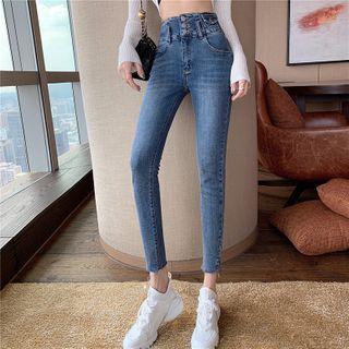 High-waist Sheath Frayed Cropped Pants