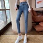 High-waist Sheath Frayed Cropped Pants