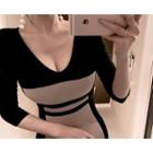 Color-block Bodycon Mini Dress