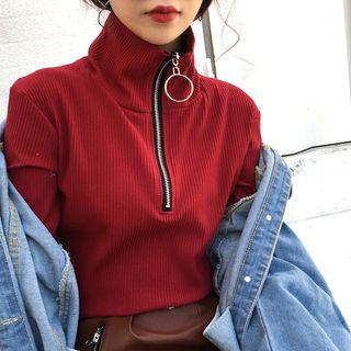 Zipped Front Knit Top