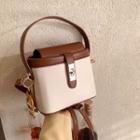 Faux Leather Bucket Crossbody Bag / Tiger Charm