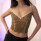 Leopard Printed Bow-detail Camisole Top