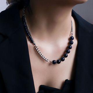 Beaded Chain Choker Sliver - One Size