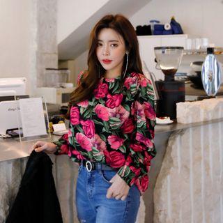 Rose-print Chiffon Top