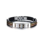 Fashion Personality Geometric Two-color Twist 316l Stainless Steel Silicone Bracelet Silver - One Size