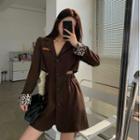 Cutout Single-breasted Mini A-line Blazer Dress