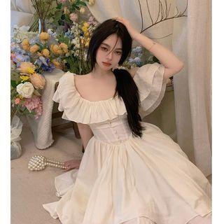 Cap-sleeve Off-shoulder Corset Dress