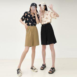 High-waist Straight Leg Shorts With Belt