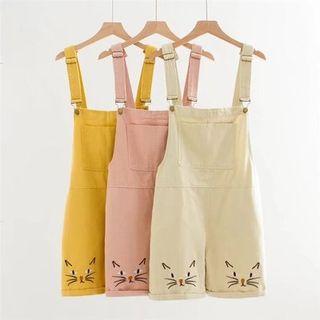 Cat Face Embroidered Jumper Shorts
