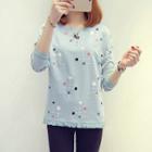 Long-sleeve Dotted Fringed Top