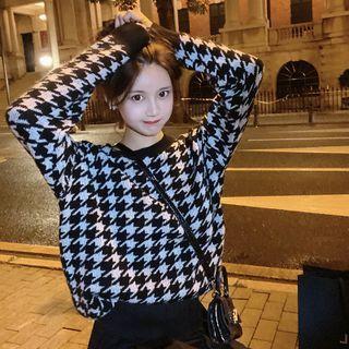 Round-neck Houndstooth Oversize Sweater