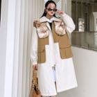 Fleece Panel Midi Coat