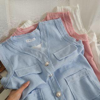 Tweed Button-up Loose Vest