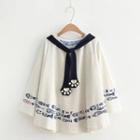 Long-sleeve Printed Tie-front Top