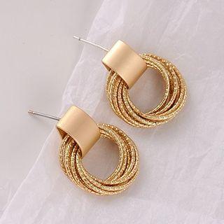 Matte Alloy Layered Hoop Earring Matte Gold - One Size