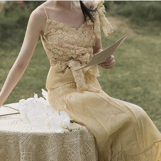 Ruffle Hem Spaghetti Strap Dress As Shown In Figure - One Size