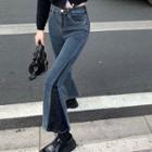 Contrast Trim Cropped Bootcut Jeans