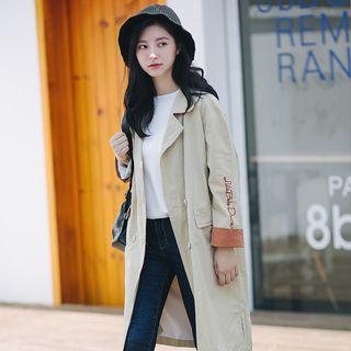 Embroidered Double-breasted Trench Coat