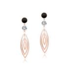 Simple Temperament Plated Rose Gold Geometric Hollow Olive-shaped 316l Stainless Steel Earrings With Cubic Zircon Rose Gold - One Size