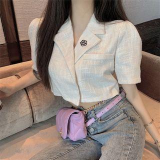 Short-sleeve Cropped Jacket Off-white - One Size