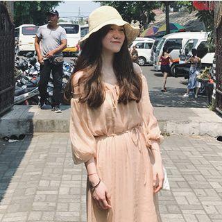 3/4-sleeve Off Shoulder Midi Sun Dress