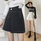 Contrast Stitching Mini A-line Skort