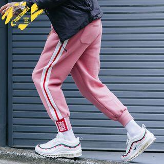 Brushed Fleece-lined Striped Sweatpants