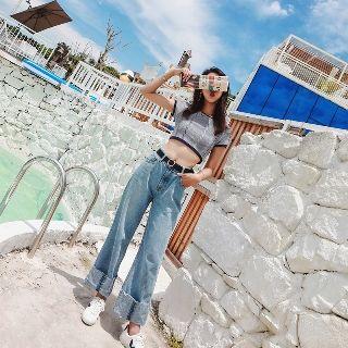 Short-sleeve Knit Cropped Top