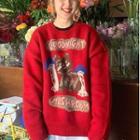 Christmas Pattern Knit Sweater Red - One Size