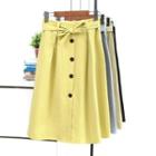 Tie-waist Button-detail Skirt