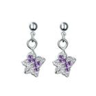 Fashion Elegant Flower Earrings With Purple Cubic Zircon Silver - One Size