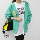 Letter-printed Boxy Zip-up Hoodie