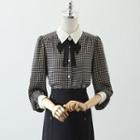 Houndstooth Blouse / Midi A-line Skirt