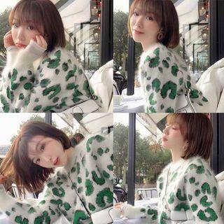 Leopard Printed Furry Knit Top