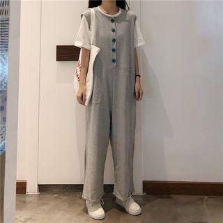 Sleeveless Lettering Jumpsuit As Shown In Figure - One Size